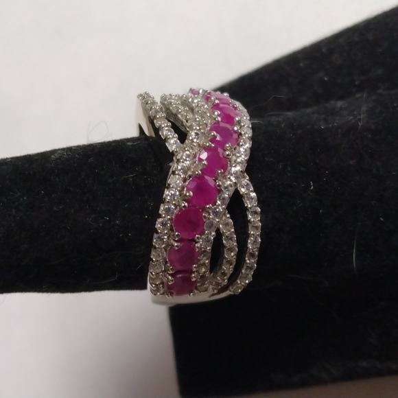 Stamped .925 Ruby and Diamond Ring. 5.38 Grams